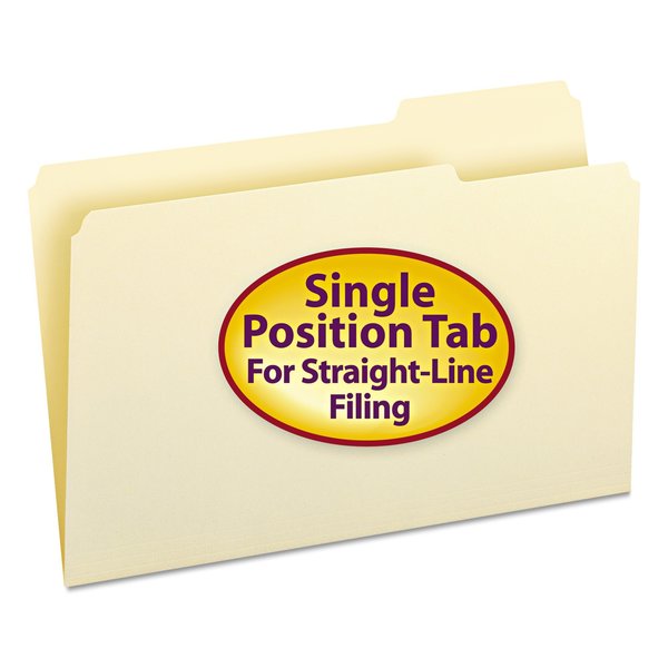 Smead File Folder 8-1/2 x 14", 1/3-Cut Tab, Right Position, Manila, PK100, Tab Cut: 1/3 15333